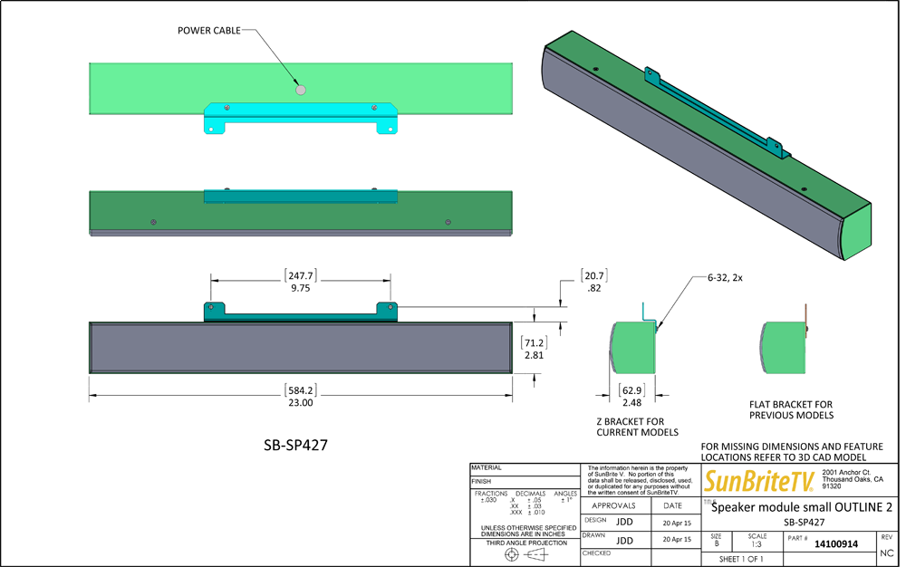 SunBriteTV All-Weather Detachable Soundbar Speaker for 32" - 47" Signature | Pro | Marquee Series Televisions - SB-SP472