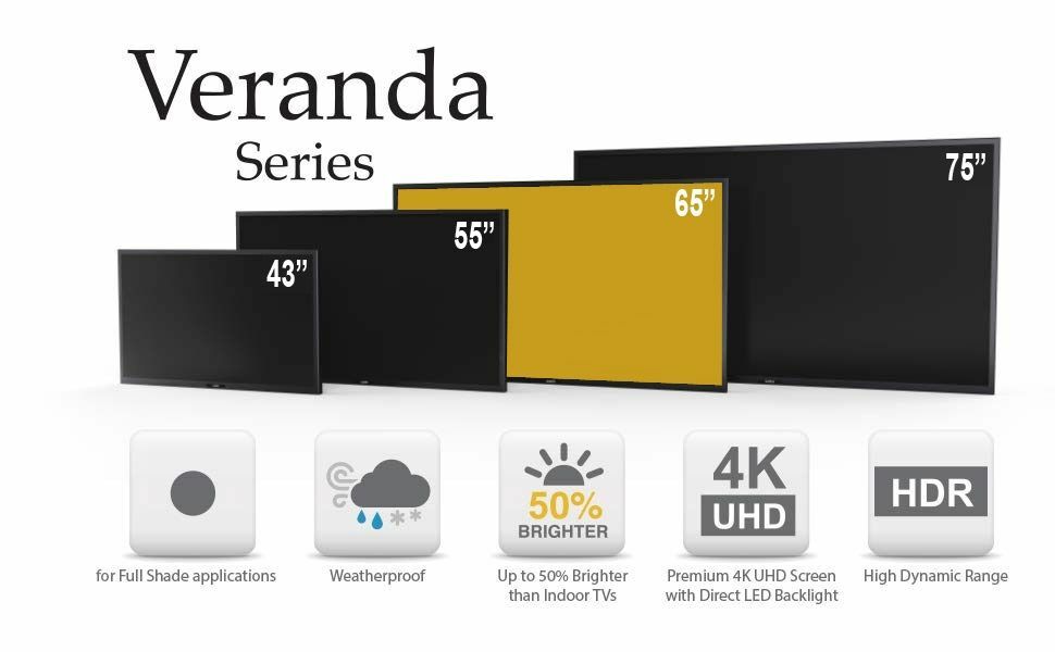 65" Veranda Outdoor LED HDR TV - Full Shade - 2160p - 4K UltraHD TV - SB-V-65-4KHDR-BL