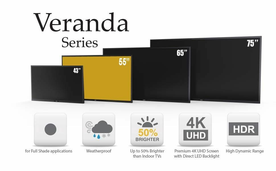 55" Veranda Outdoor LED HDR 4K TV - Full Shade - 2160p - 4K UltraHD TV - SB-V-55-4KHDR-BL